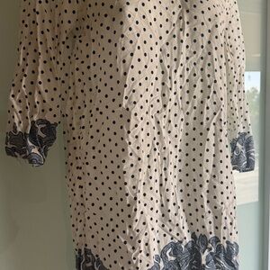 Zara White and Navy Polka Dot Mini Dress